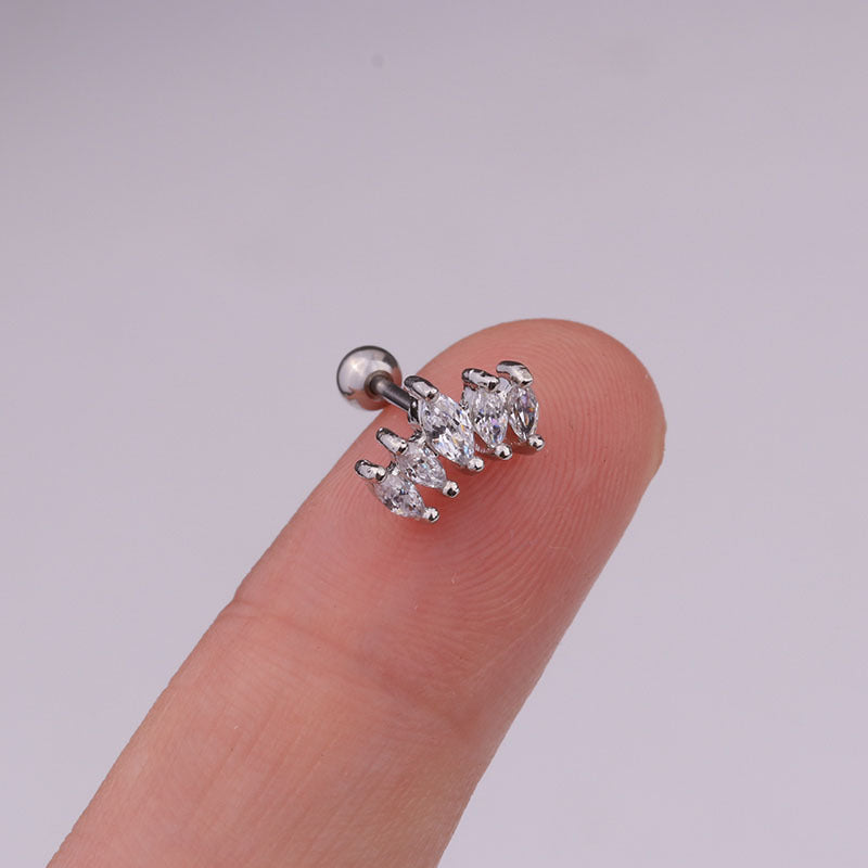 Cross Ear Bone Piercing Screw Crown Rings