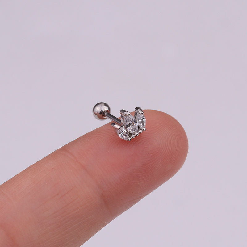 Cross Ear Bone Piercing Screw Crown Rings