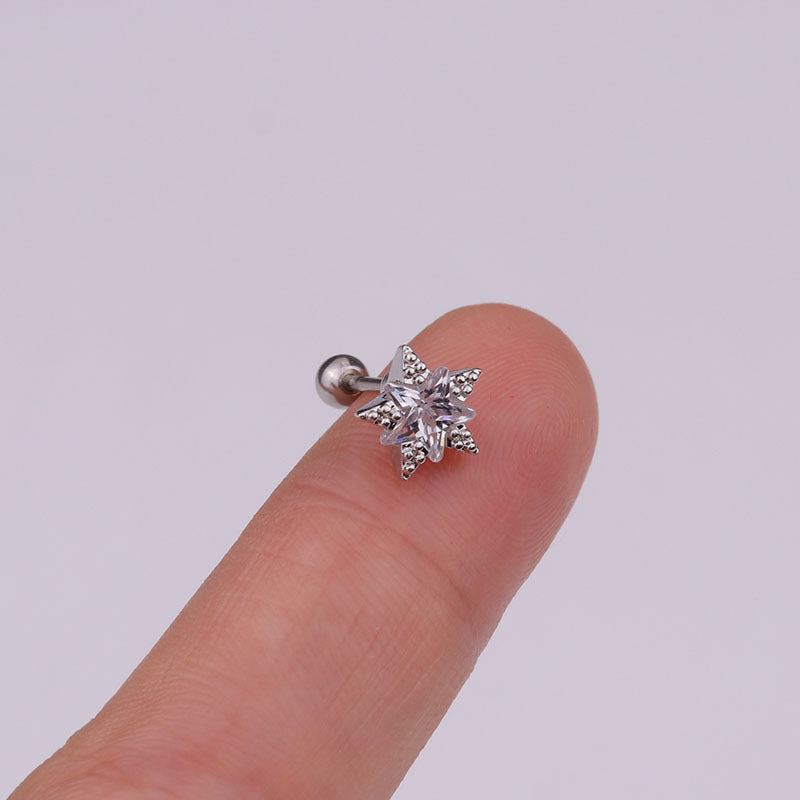 Cross Ear Bone Piercing Screw Crown Rings