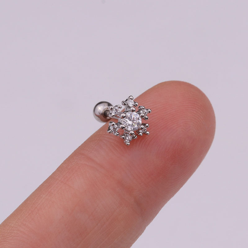 Cross Ear Bone Piercing Screw Crown Rings