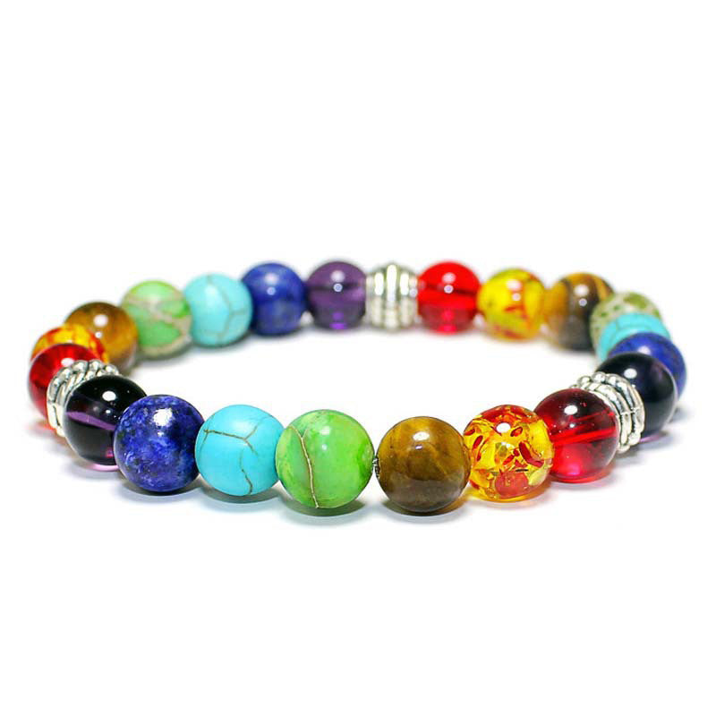 Women's & Men's Colorful Volcanic Stone Handmade Beaded Palm Peach Bracelet