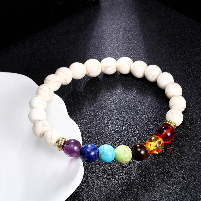 Women's & Men's Colorful Volcanic Stone Handmade Beaded Palm Peach Bracelet