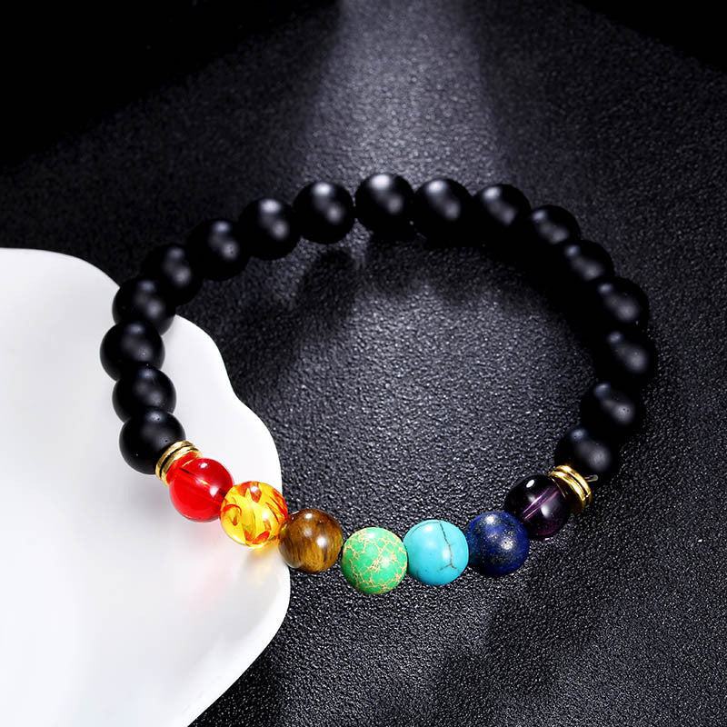 Women's & Men's Colorful Volcanic Stone Handmade Beaded Palm Peach Bracelet