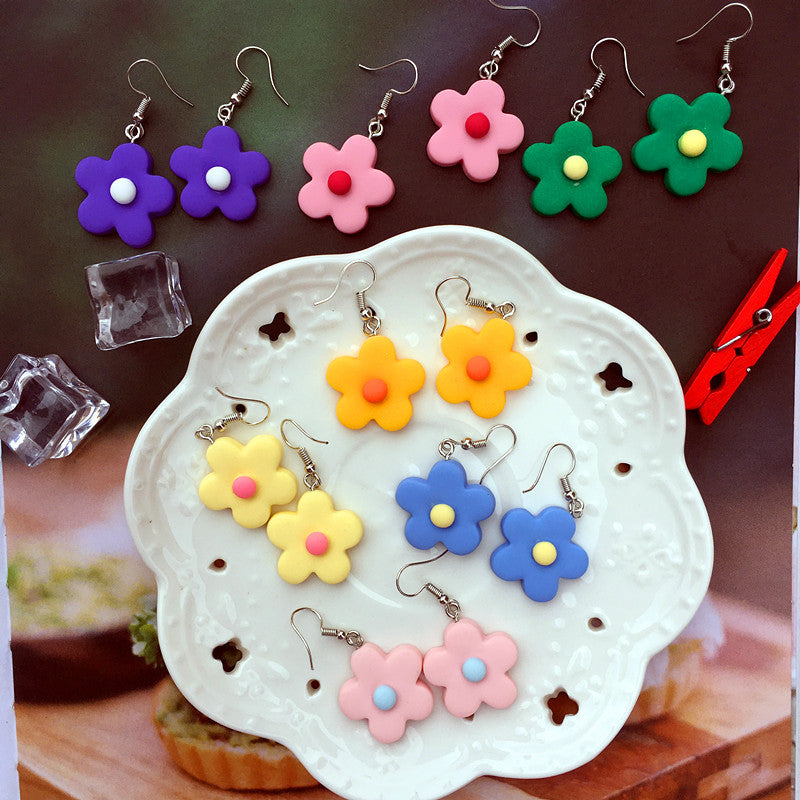 Funny Contrast Color Little Flower Cute Candy Earrings