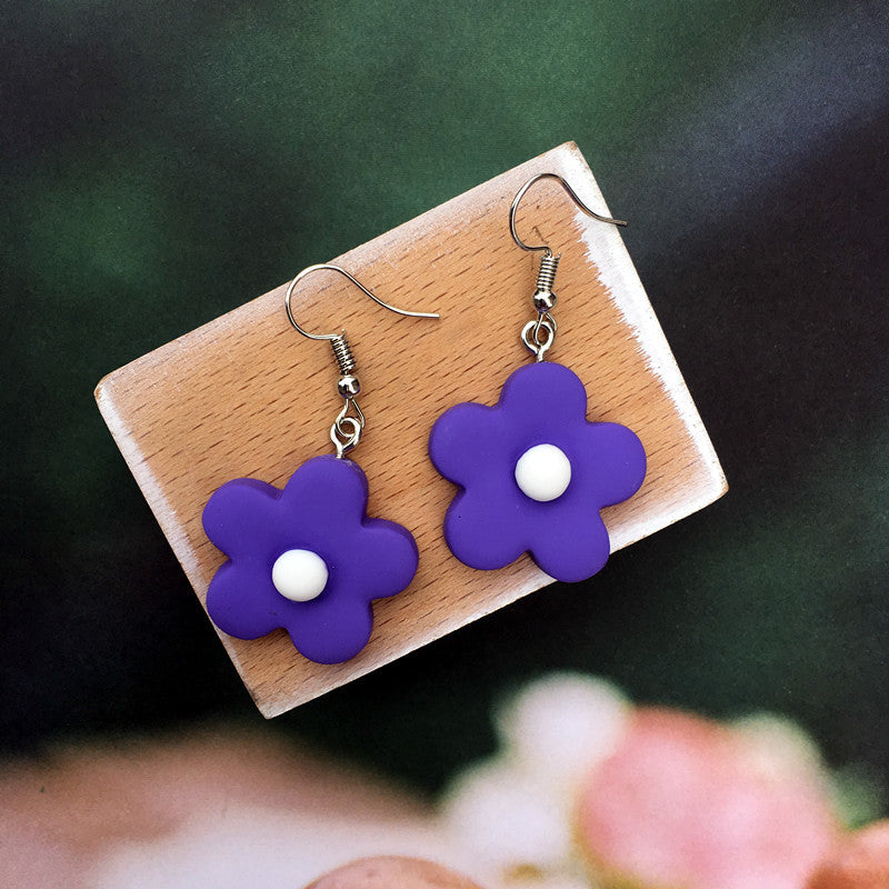Funny Contrast Color Little Flower Cute Candy Earrings
