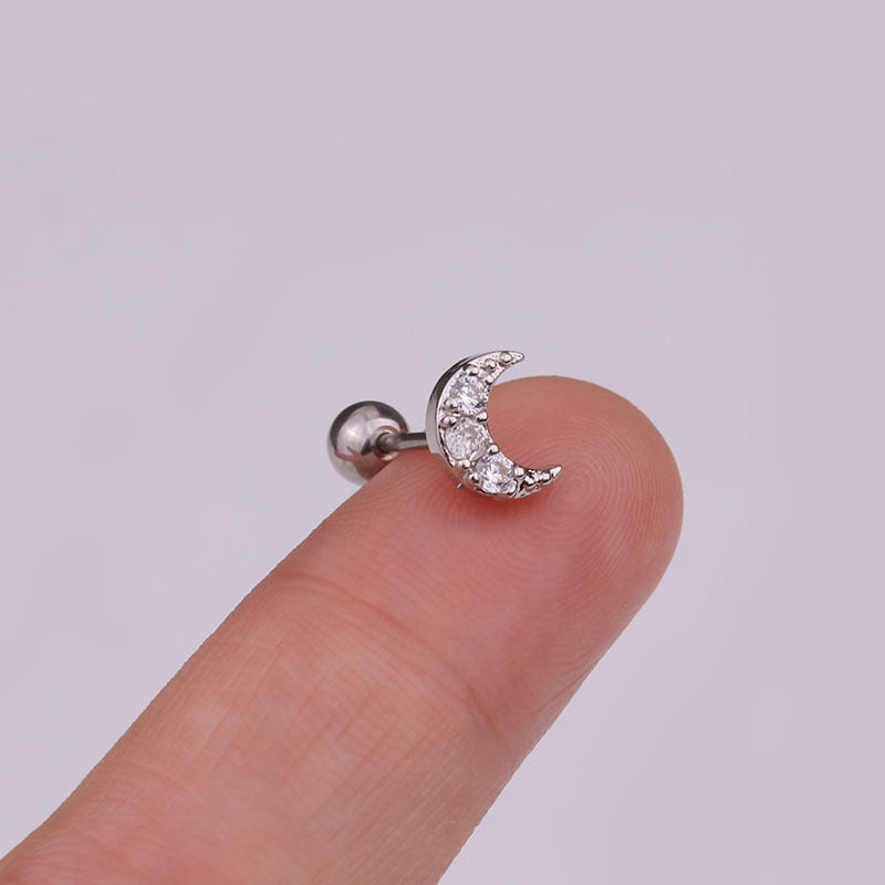 Cross Ear Bone Piercing Screw Crown Rings