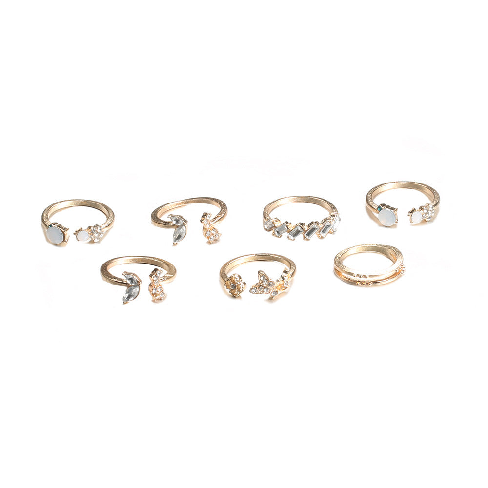 Women's Bohemian Diamond Butterfly Flower Vintage Wedding Festival Rings