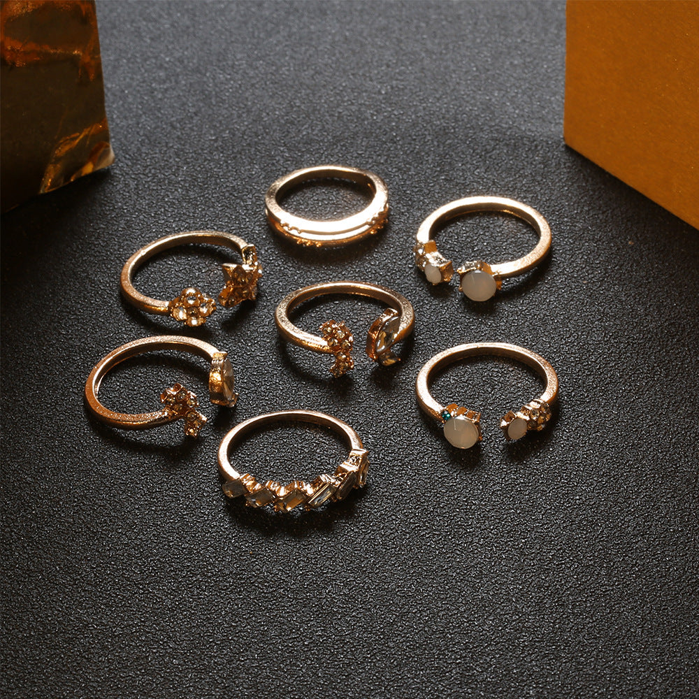 Women's Bohemian Diamond Butterfly Flower Vintage Wedding Festival Rings