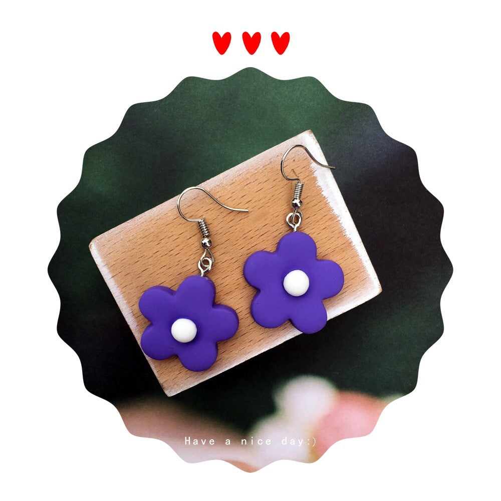 Funny Contrast Color Little Flower Cute Candy Earrings