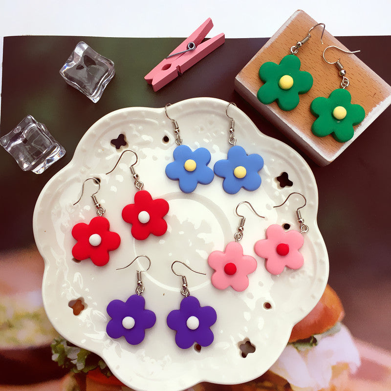 Funny Contrast Color Little Flower Cute Candy Earrings