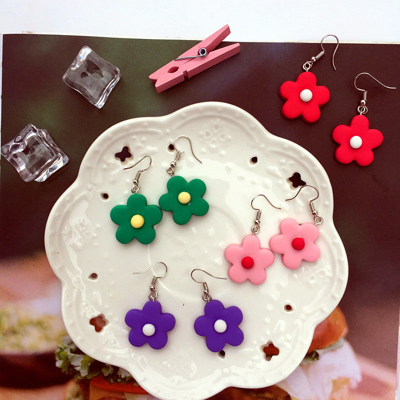 Funny Contrast Color Little Flower Cute Candy Earrings