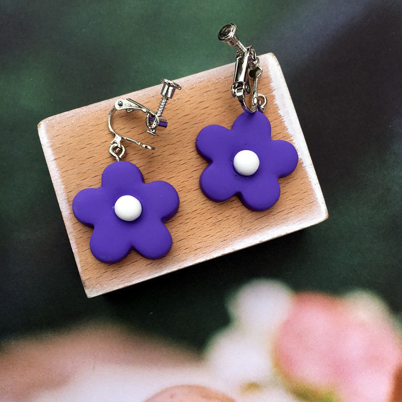Funny Contrast Color Little Flower Cute Candy Earrings