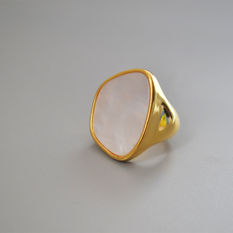 Women's Cold Style White Pearl Shell Mother Niche Rings