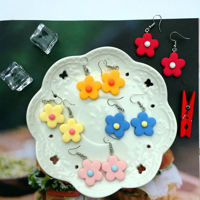 Funny Contrast Color Little Flower Cute Candy Earrings