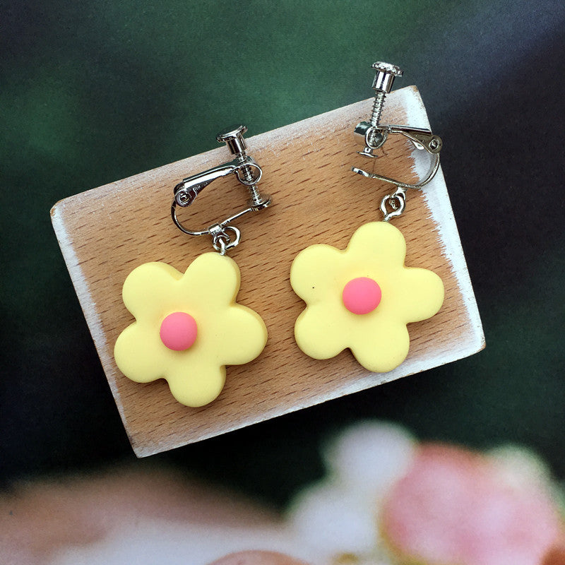 Funny Contrast Color Little Flower Cute Candy Earrings