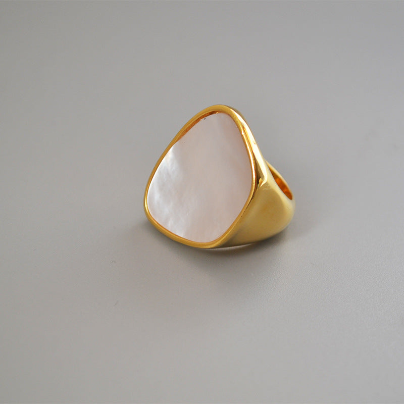 Women's Cold Style White Pearl Shell Mother Niche Rings