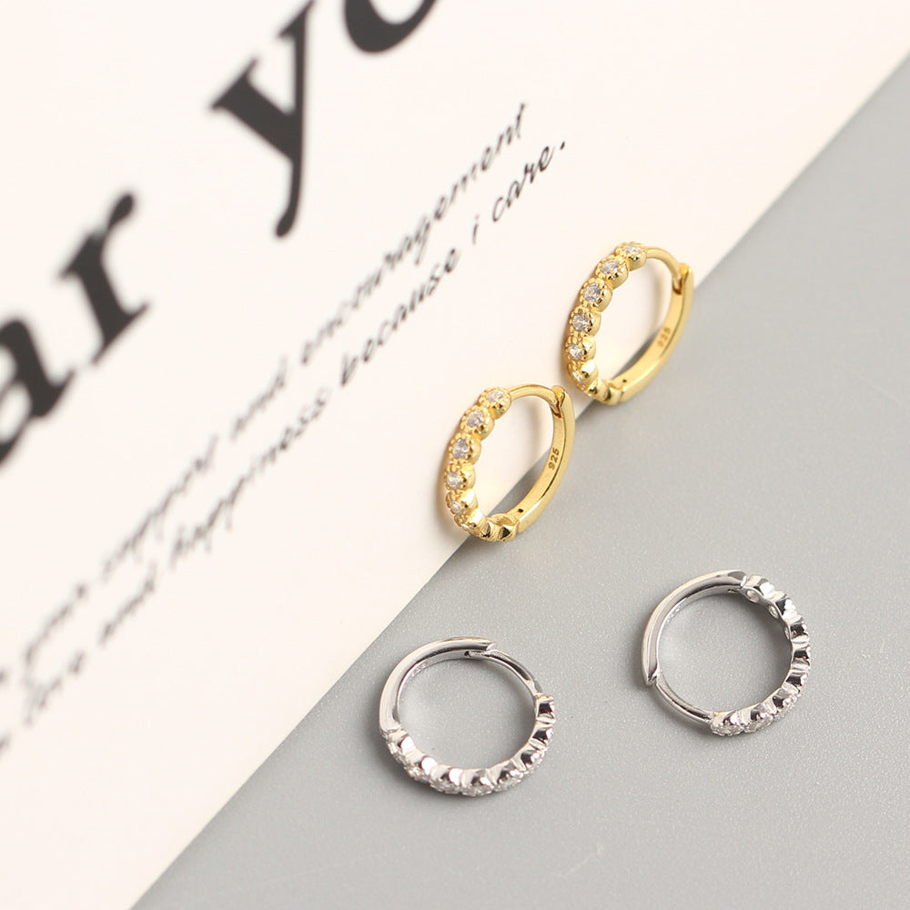 Diamond Sier Round Twin Fusion Ear Earrings