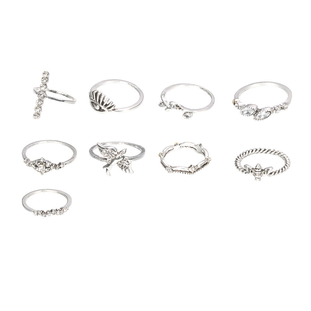 Bird Bee Diamond Inlaid Crown Branch Devil's Ring