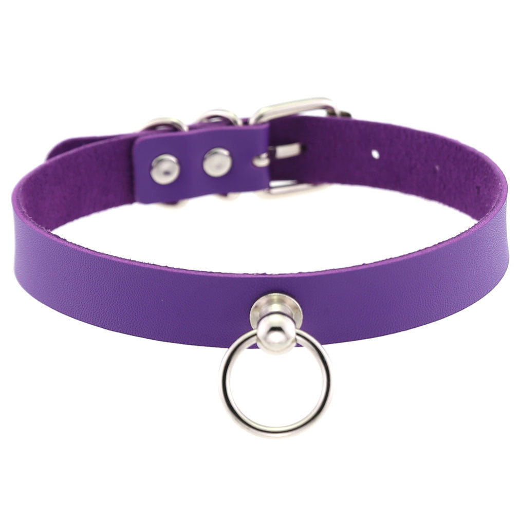 Soft Simple Circle Neckband Punk Gothic Leather Collar
