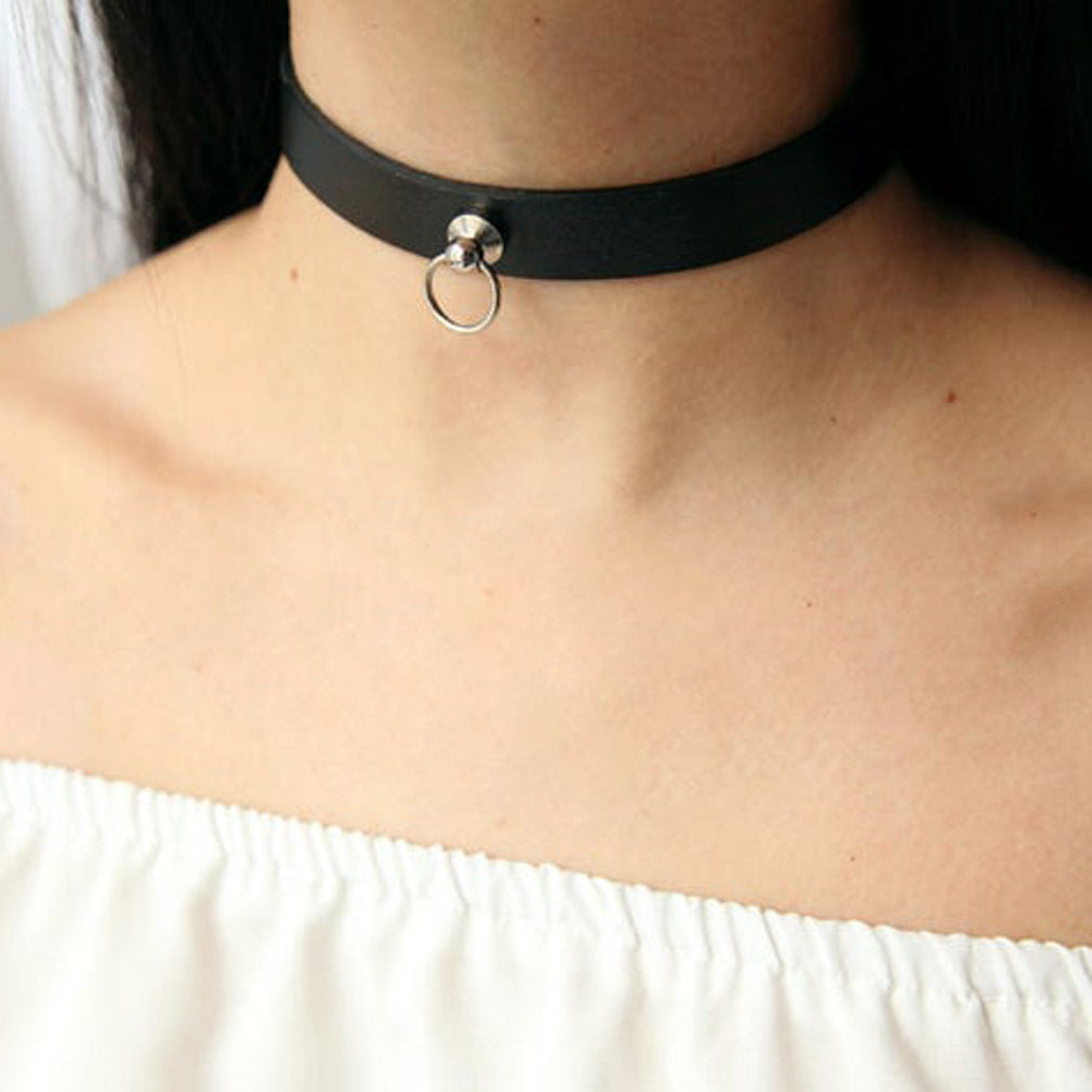 Soft Simple Circle Neckband Punk Gothic Leather Collar