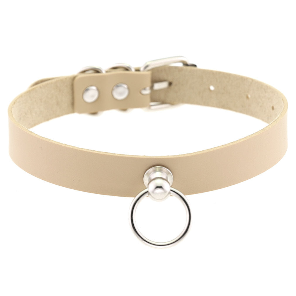 Soft Simple Circle Neckband Punk Gothic Leather Collar