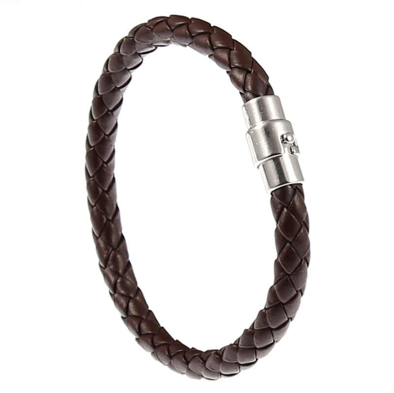 Men's Safety Catch Leather Rope Woven Couple Bracelet