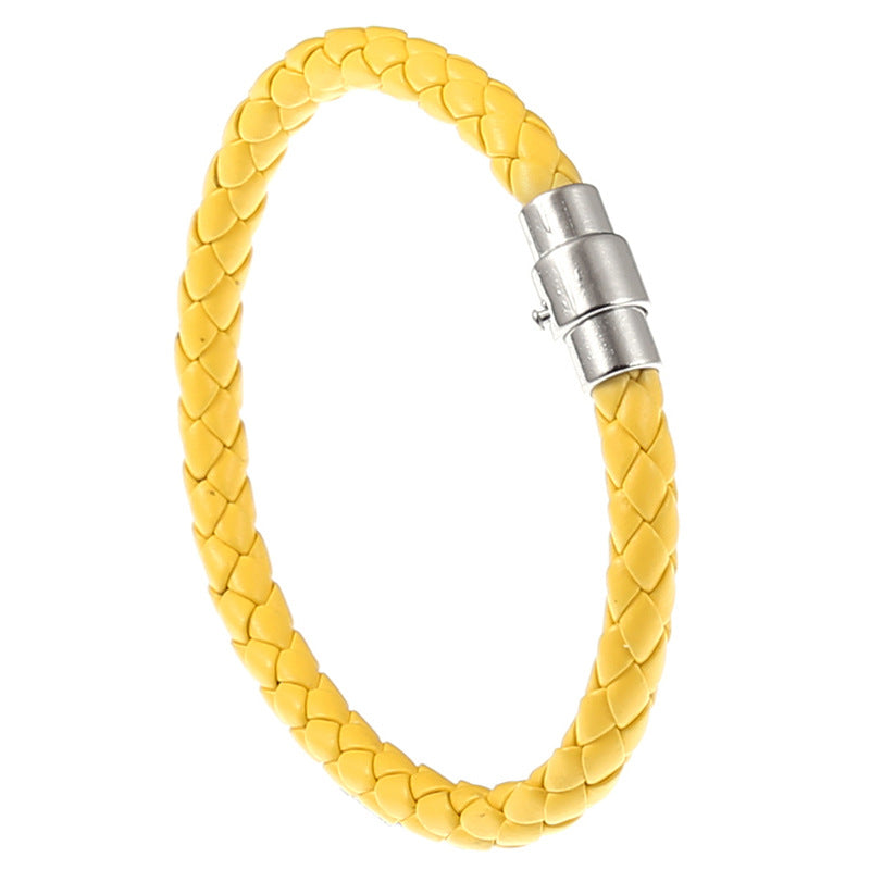 Men's Safety Catch Leather Rope Woven Couple Bracelet