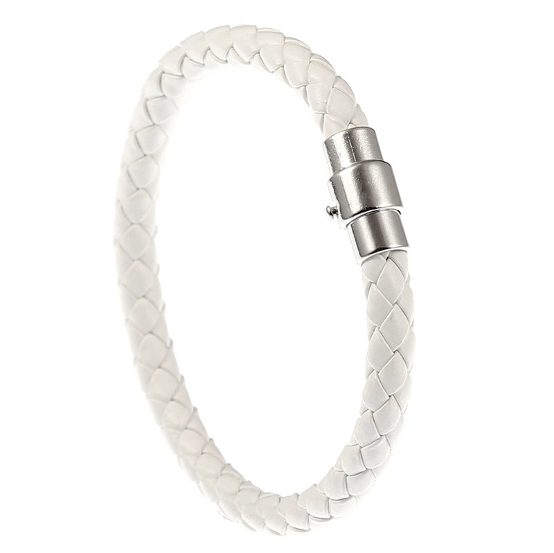Men's Safety Catch Leather Rope Woven Couple Bracelet