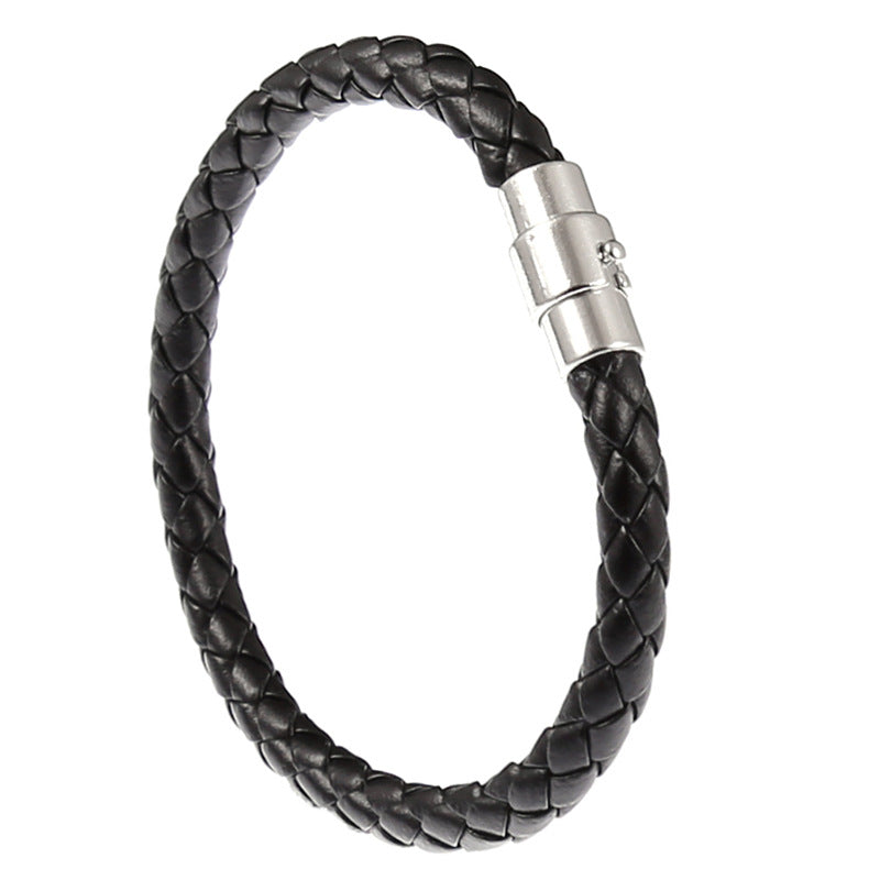 Men's Safety Catch Leather Rope Woven Couple Bracelet