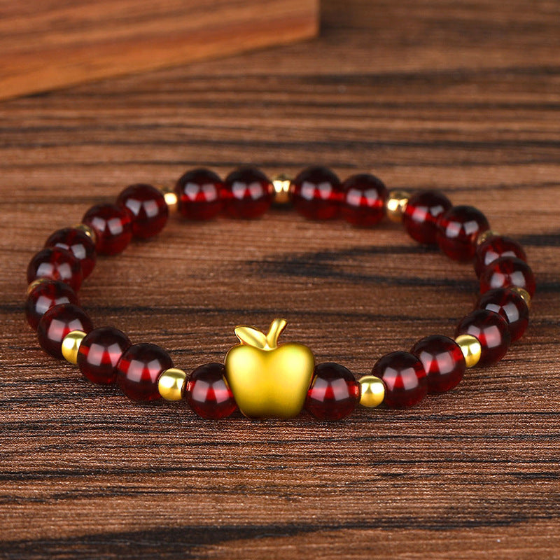 Women's Natural Claret Garnet Pi Gold Hard Bracelet