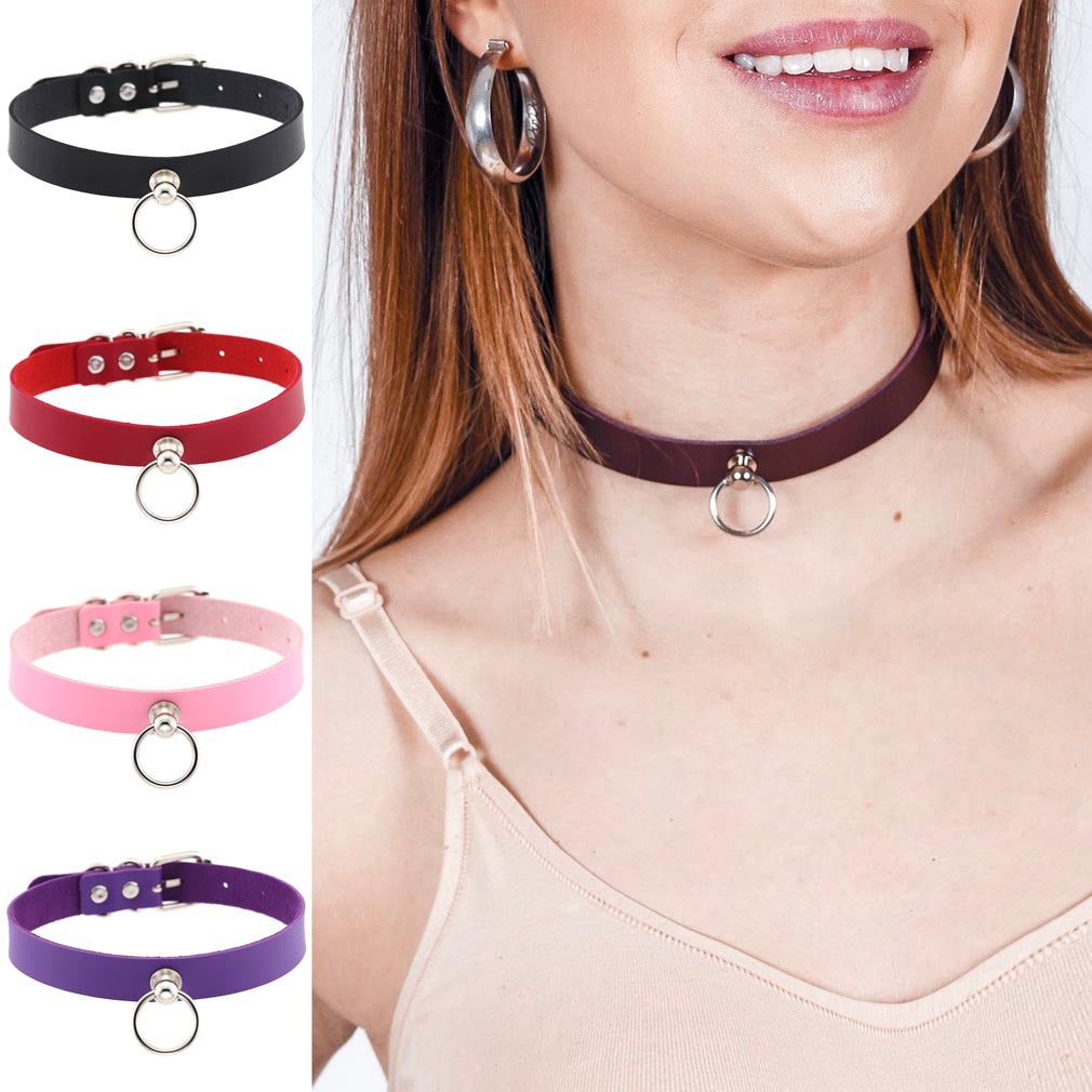 Soft Simple Circle Neckband Punk Gothic Leather Collar