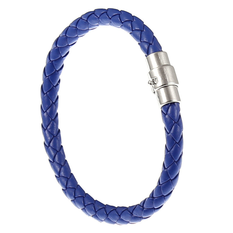 Men's Safety Catch Leather Rope Woven Couple Bracelet