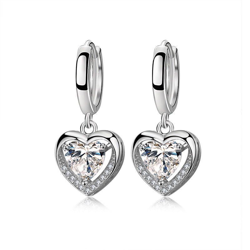 Diamond Korean Style Siering Elegant Zircon White Earrings