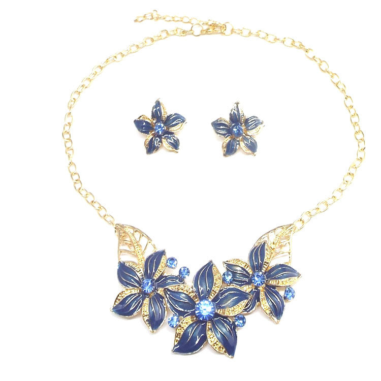 Slouchy Fashion Flower Drop Oil Diamond Necklace