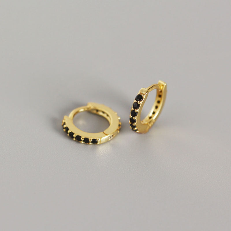 Sier Round Micro Inlaid Zircon Ear Clip Personality Stud Earrings