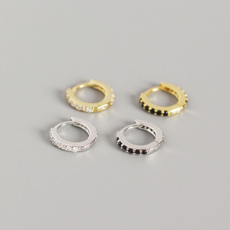 Sier Round Micro Inlaid Zircon Ear Clip Personality Stud Earrings