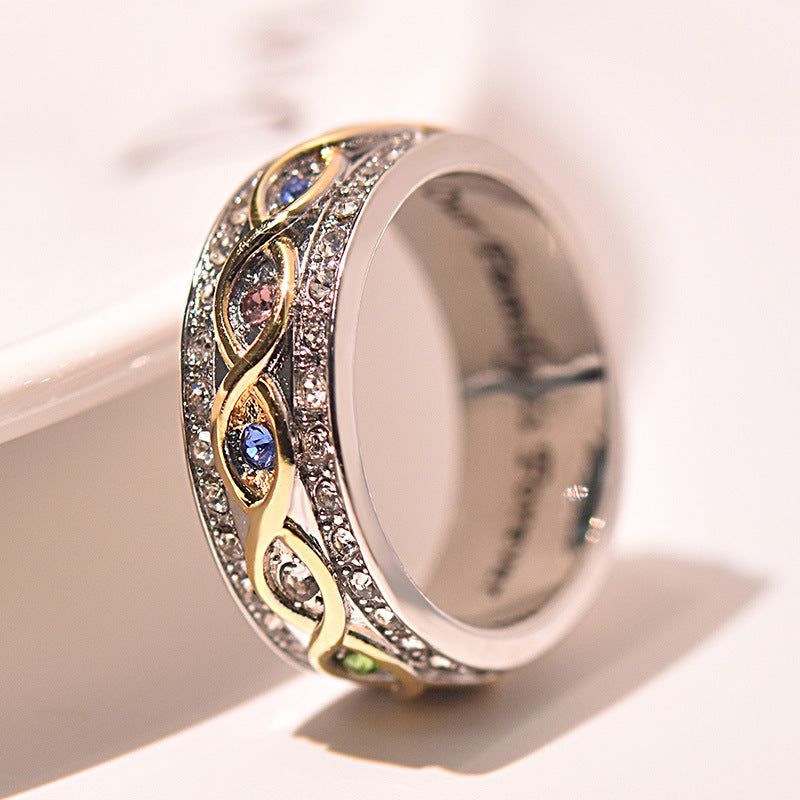 Gold Plated Full Diamond Two-tone Forever Rings