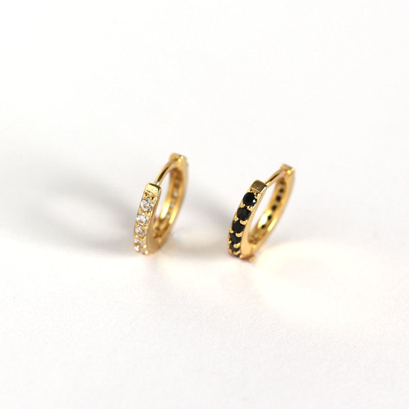 Sier Round Micro Inlaid Zircon Ear Clip Personality Stud Earrings