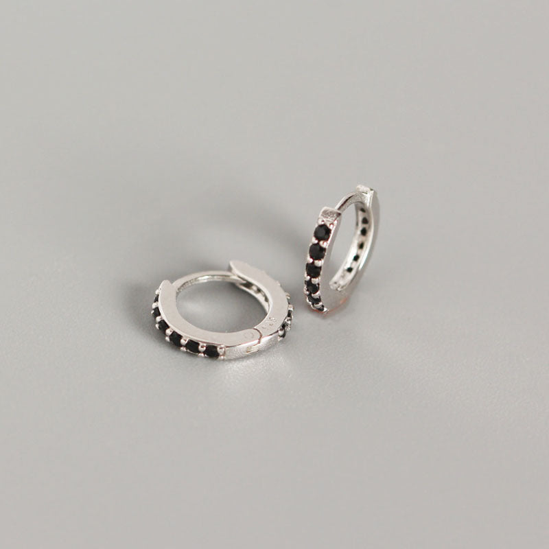 Sier Round Micro Inlaid Zircon Ear Clip Personality Stud Earrings