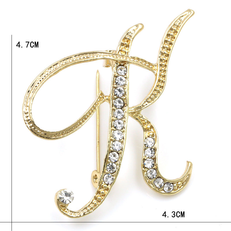 Fashion English Letter Brooch Diamond Alloy Corsage Brooches