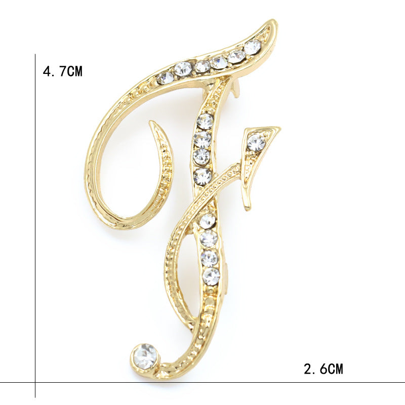 Fashion English Letter Brooch Diamond Alloy Corsage Brooches
