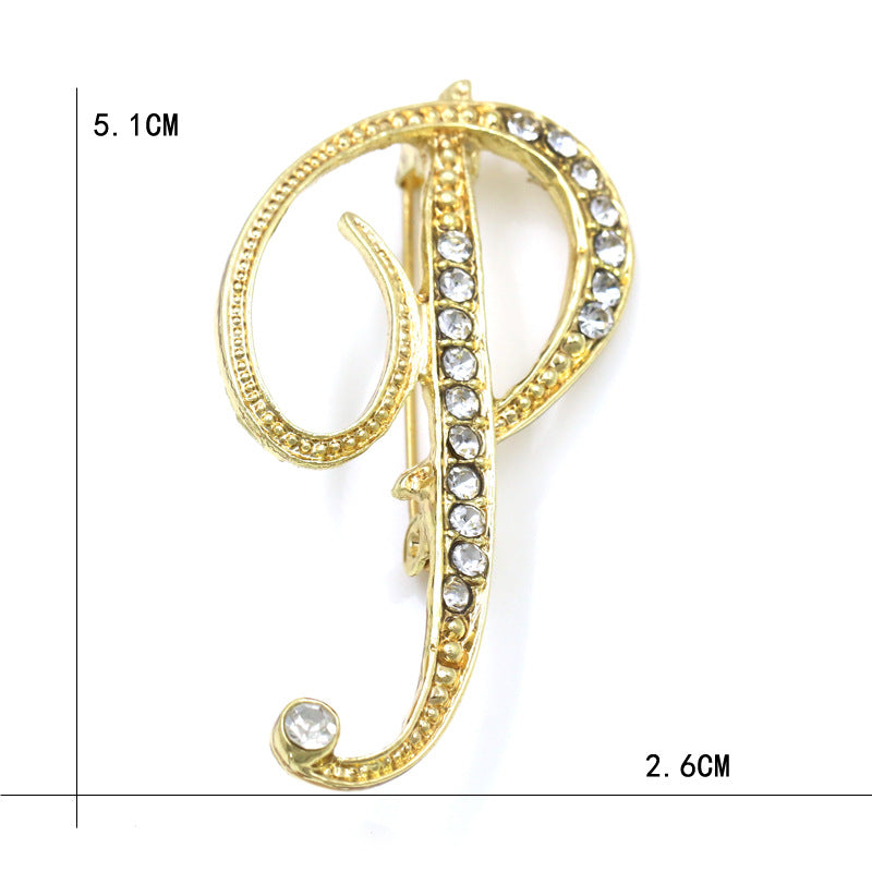 Fashion English Letter Brooch Diamond Alloy Corsage Brooches