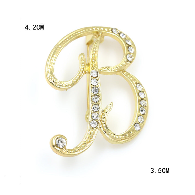 Fashion English Letter Brooch Diamond Alloy Corsage Brooches