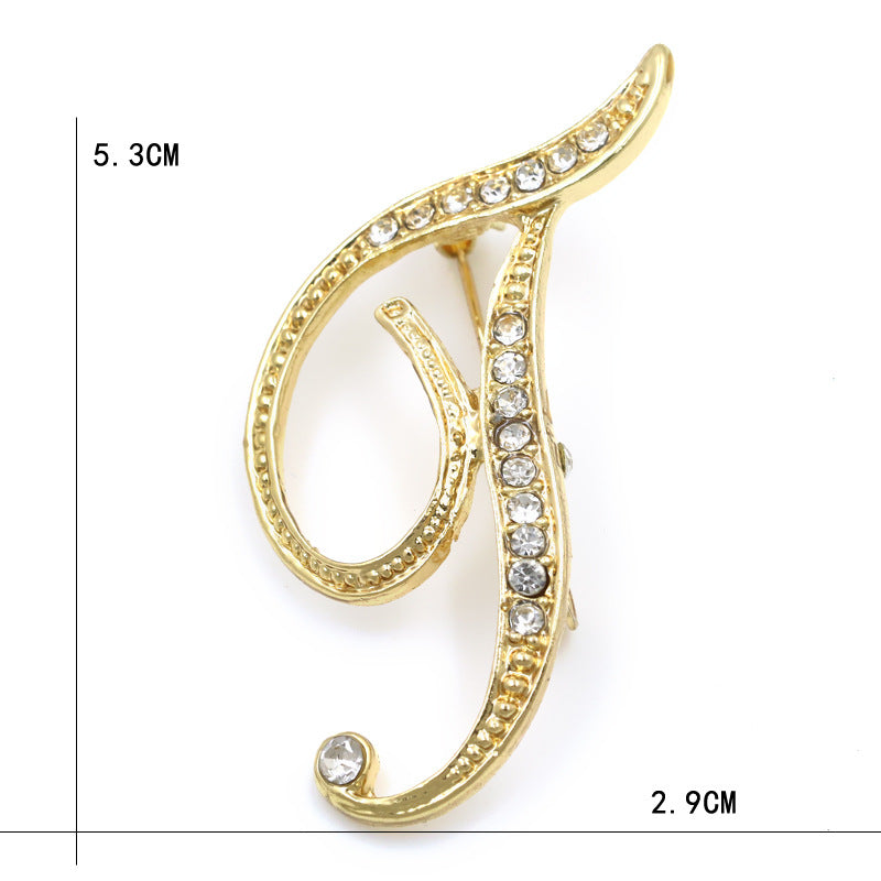 Fashion English Letter Brooch Diamond Alloy Corsage Brooches