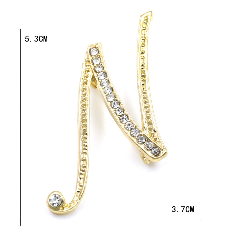 Fashion English Letter Brooch Diamond Alloy Corsage Brooches