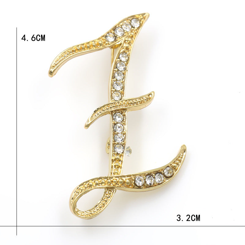Fashion English Letter Brooch Diamond Alloy Corsage Brooches