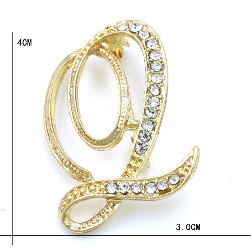 Fashion English Letter Brooch Diamond Alloy Corsage Brooches