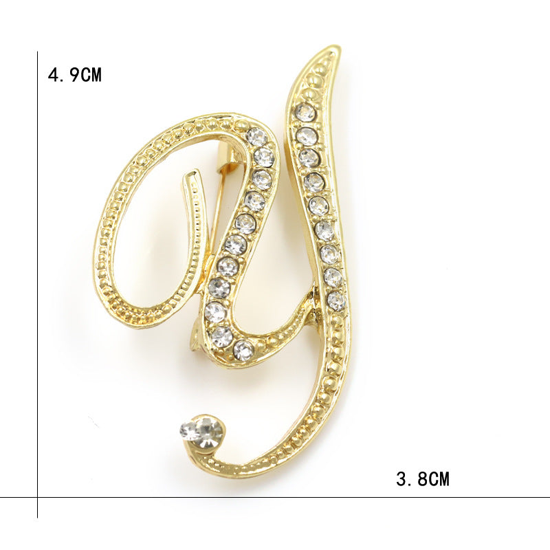 Fashion English Letter Brooch Diamond Alloy Corsage Brooches
