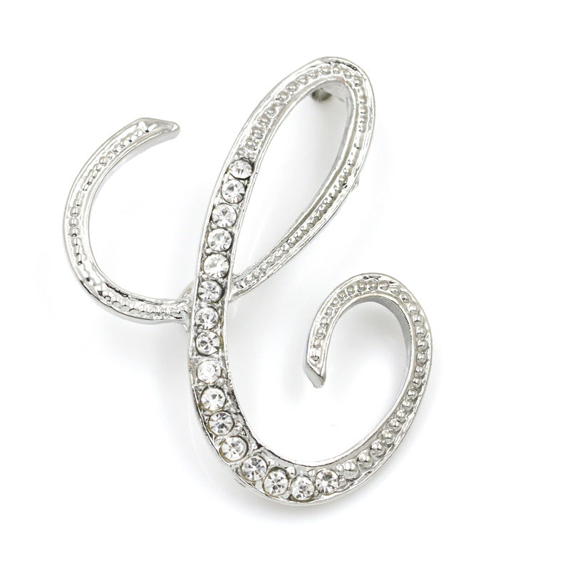 Fashion English Letter Brooch Diamond Alloy Corsage Brooches