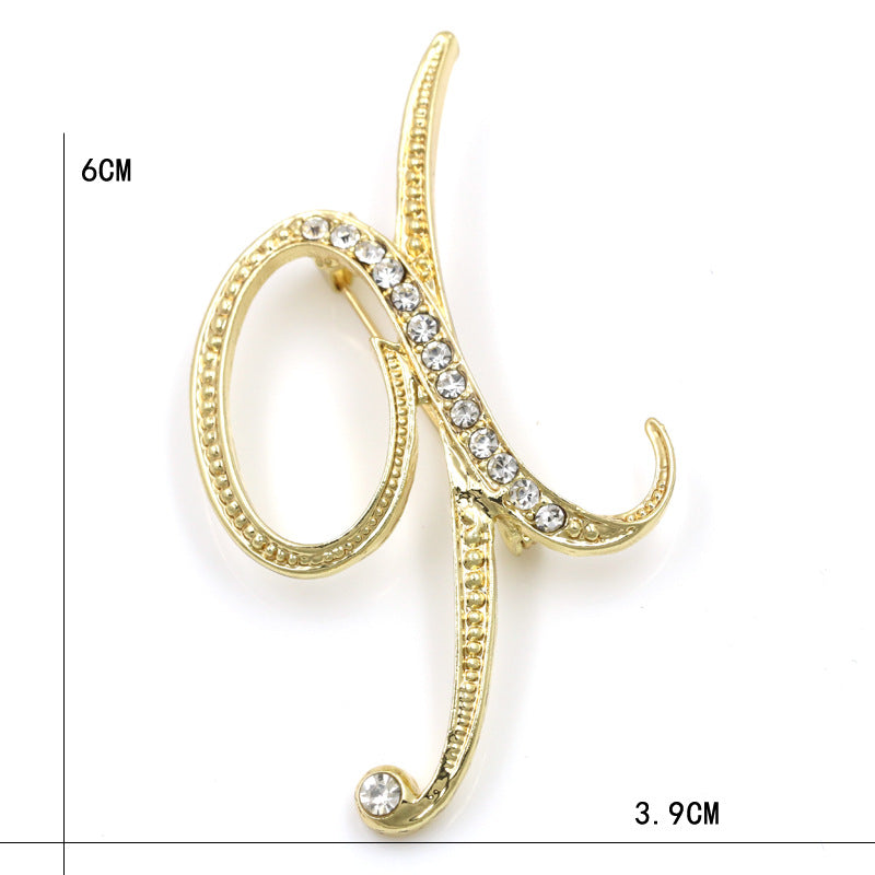 Fashion English Letter Brooch Diamond Alloy Corsage Brooches